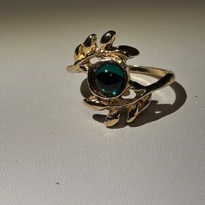 Fashion Jewelry Elegant Gold Ring with Teal Stone